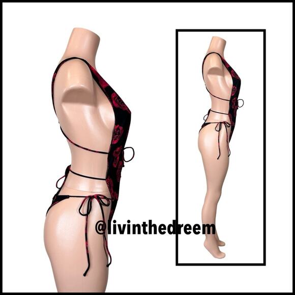 INDAH Heart of Gold Skimpy One Piece Red Roses SZ L $176 - Picture 10 of 13